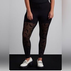 Torrid Black Bats Flocked Legging M L 10 00